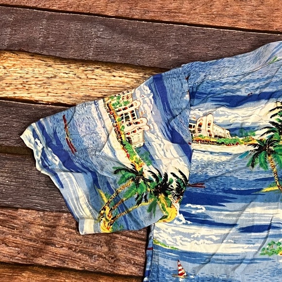 VTG Hawaiian Floral Honeymoon Kings Club Short Sleeve Summer Mens Shirt - Picture 4 of 6